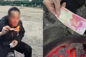 Ўзбек сўмини оловда ёқиш ҳолати юзасидан суриштирув бошланди