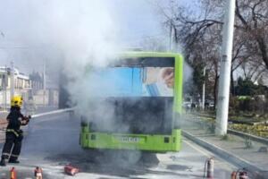 Тошкентда йўловчи автобуси ёниб кетди