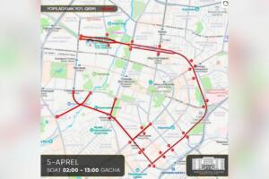 Тошкентда баъзи кўчаларда транспорт ҳаракати вақтинча чекланади